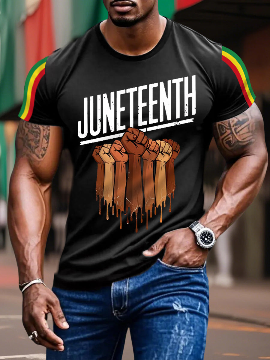 T-shirt décontracté à imprimé Juneteenth pour hommes