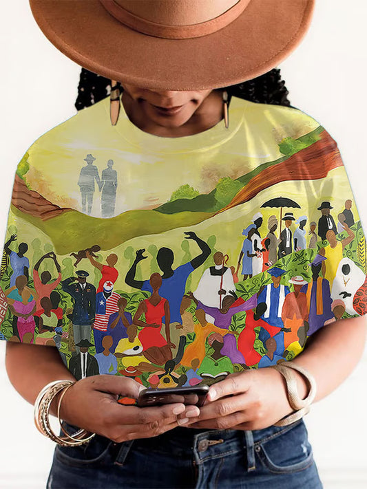 Juneteenth Cheer Freedom And Independence T-shirt à manches courtes pour femme