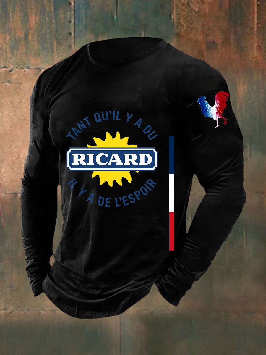 Herren Tant Qu'il Y A Du Ricard Langarm Rundhals T-Shirt