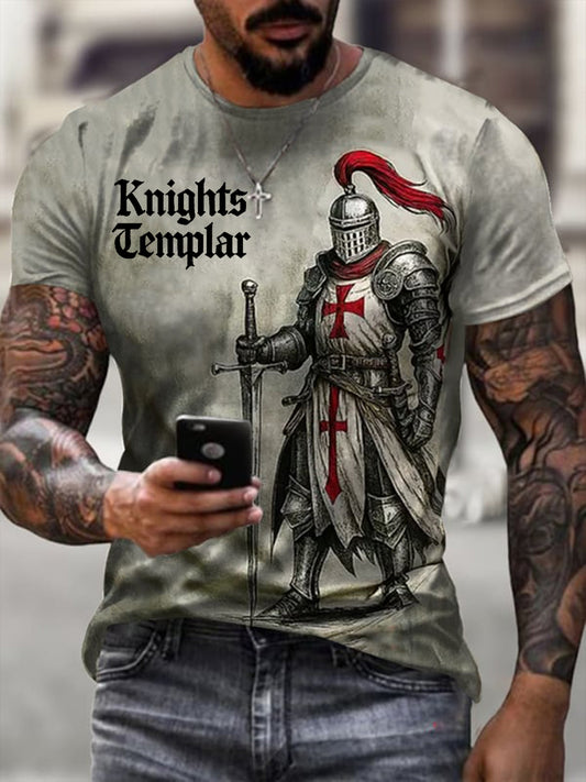 T-shirt Retro Knight Faith à manches courtes pour hommes