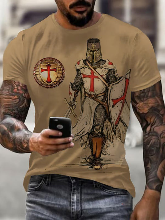 T-shirt Retro Knight Faith à manches courtes pour hommes