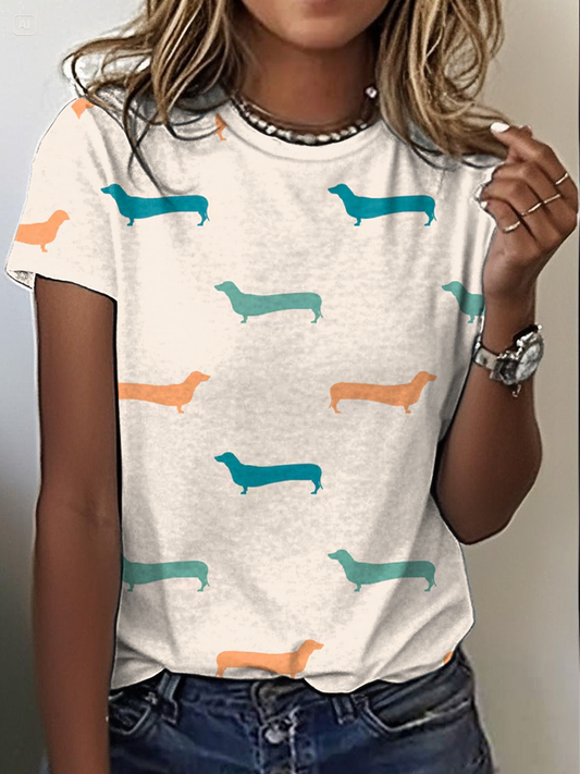 T-shirt à manches courtes pour femmes mignon teckel Weiner Dog