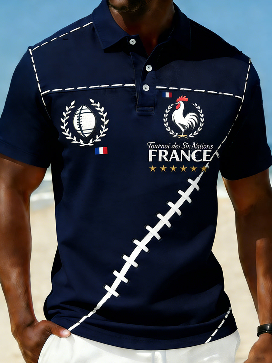 Polo décontracté et confortable de style de rugby français rétro