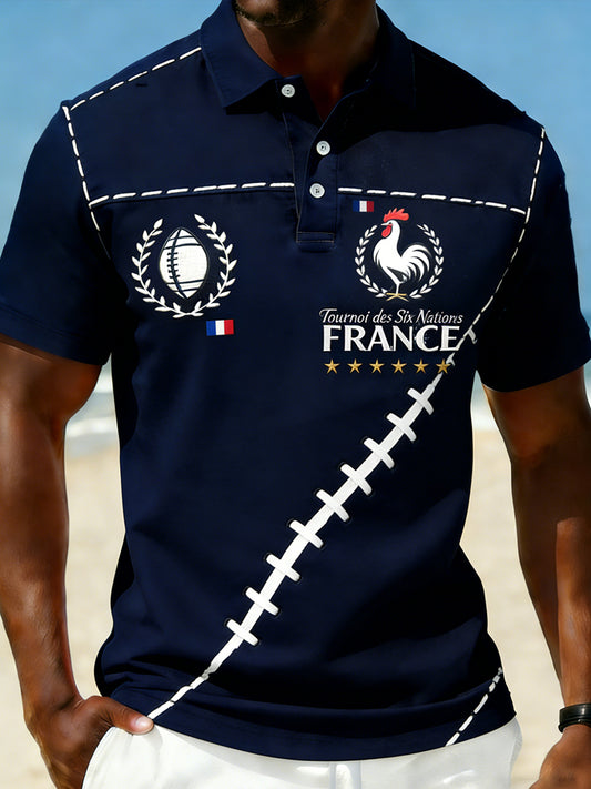 Polo décontracté et confortable de style de rugby français rétro