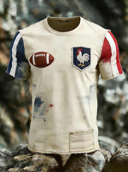Rétro Français Rugby Style décontracté et confortable T-shirt