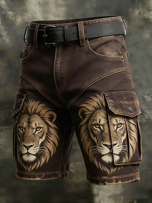Hommes Rétro Vacances Business Art Lion Animal Print Casual Shorts