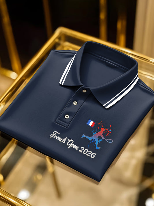 Polo décontracté imprimé French Open 2026 pour hommes