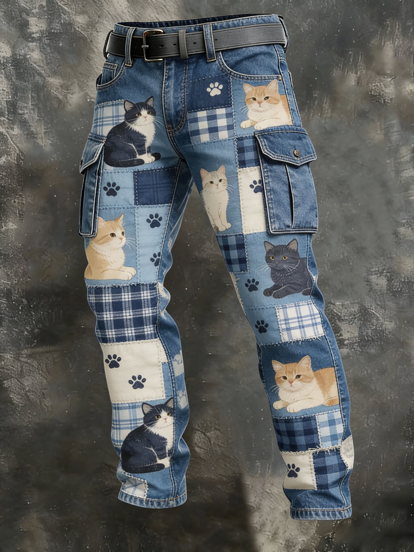 Pantalon décontracté à imprimé patchwork animal vintage pour hommes