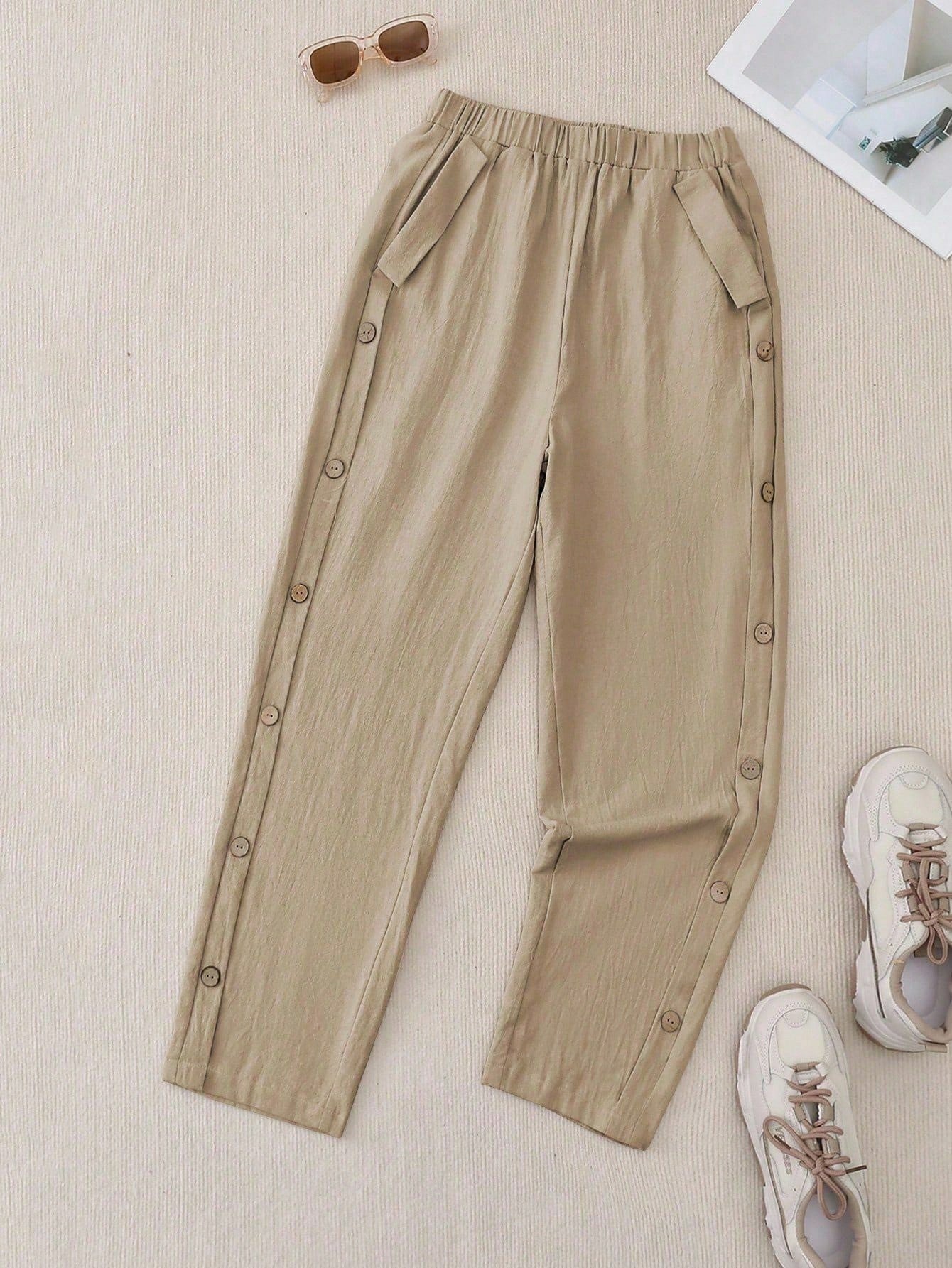 Pantalon droit de couleur unie décontracté quotidien pour femmes
