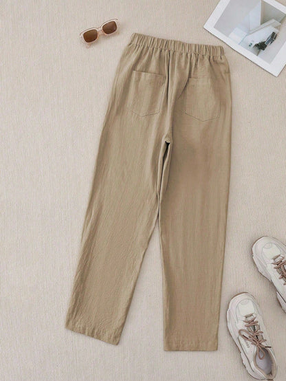 Pantalon droit de couleur unie décontracté quotidien pour femmes