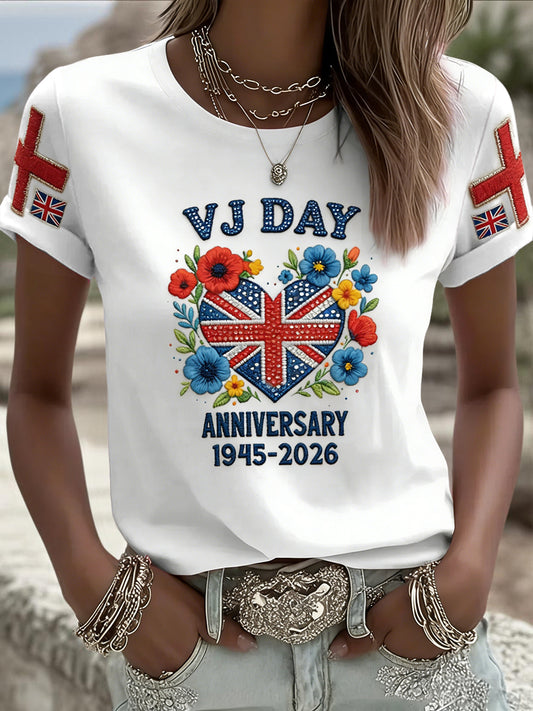 Women's Vintage VE Day Flag Commemorative Casual T-Shirt