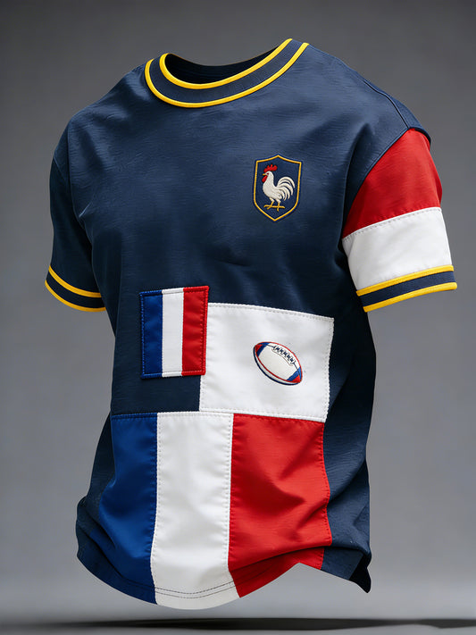 T-shirt décontracté et confortable au style rétro rugby français