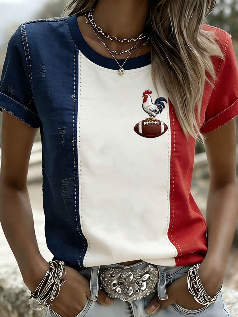 Rétro Français Rugby Style décontracté et confortable T-shirt