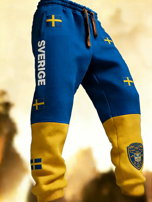Retro Viking Swedish Flag Badge Pantalons décontractés pour hommes