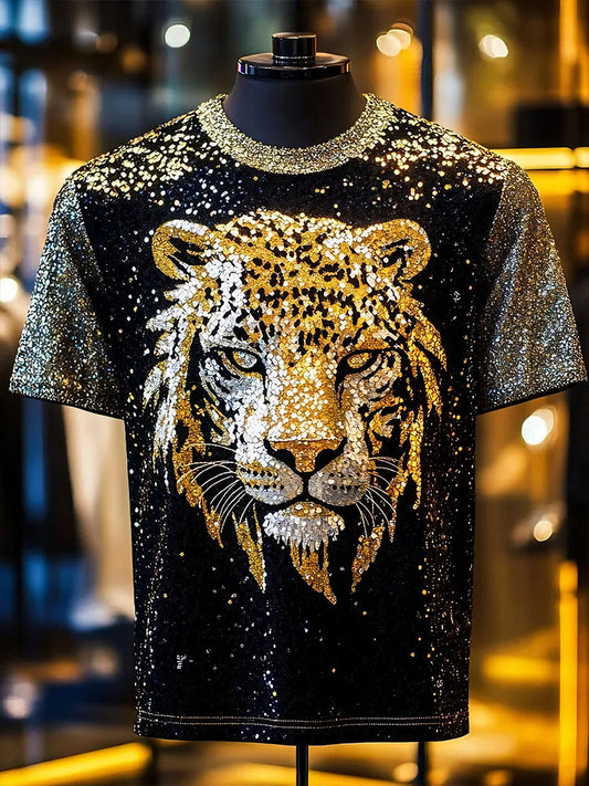 T-shirts de léopard de personnalité de la mode des hommes