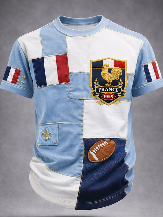 T-shirt décontracté style rétro rugby français