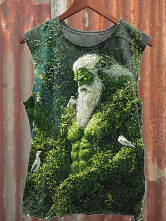 Débardeur décontracté en coton imprimé Forest King vintage
