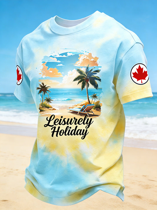 T-shirt imprimé de style de vacances de plage des hommes