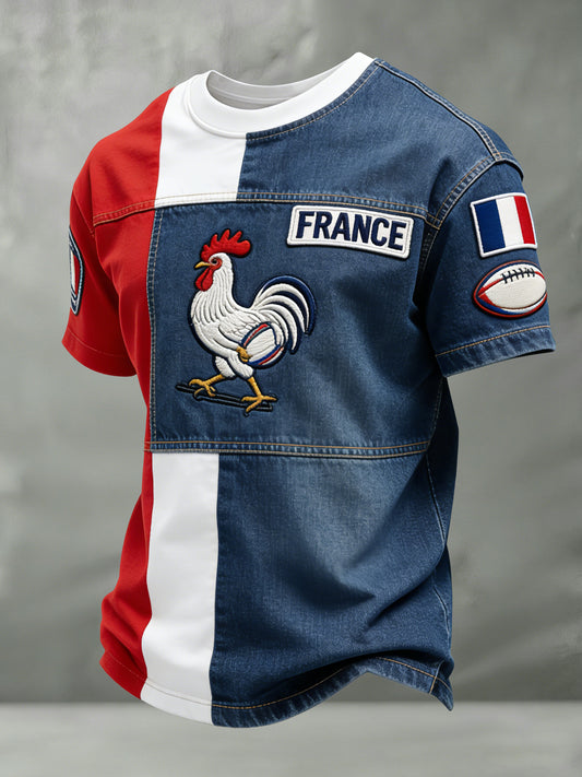 Affiche d'art et t-shirt à panneaux de rugby français pour hommes