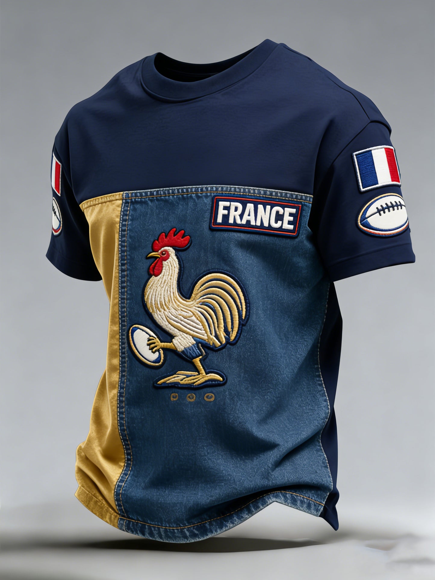 Affiche d'art et t-shirt à panneaux de rugby français pour hommes