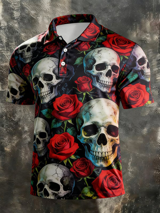 Chemise à manches courtes pour hommes avec imprimé tête de mort