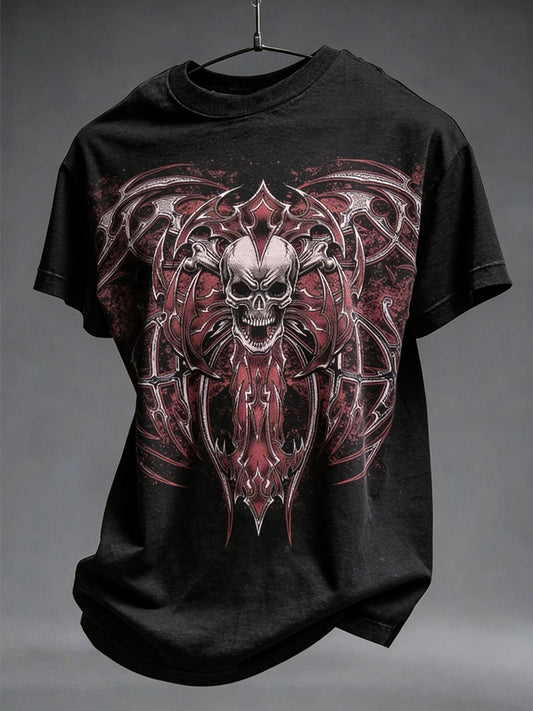 T-shirt décontracté imprimé graphique Skull pour hommes