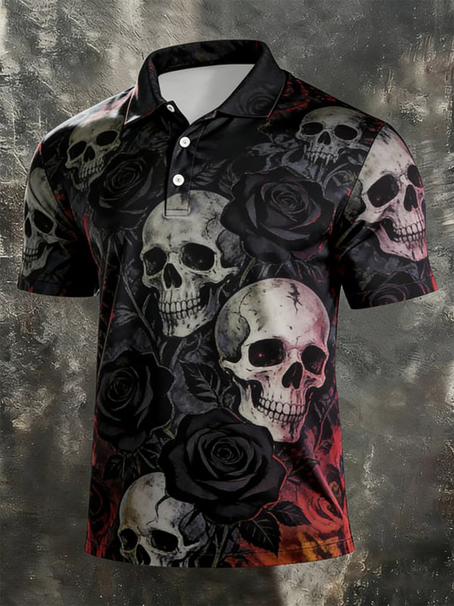 Chemise à manches courtes pour hommes avec imprimé tête de mort