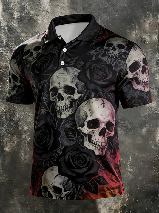 Chemise à manches courtes pour hommes avec imprimé tête de mort