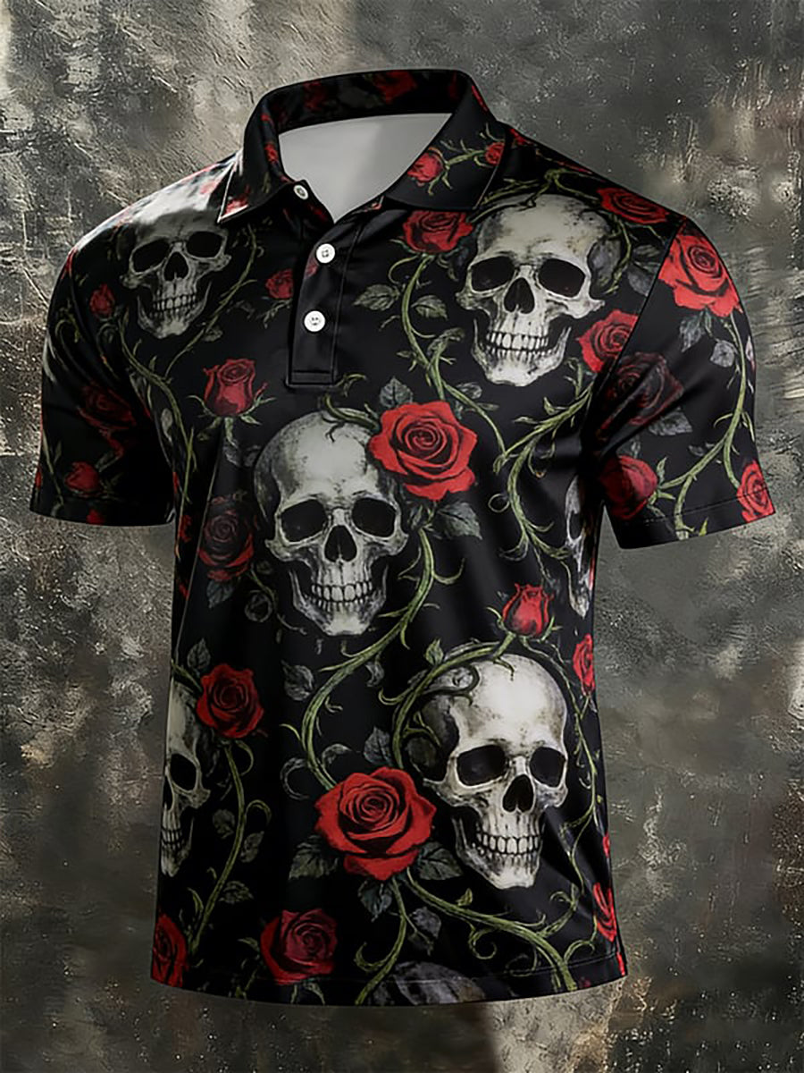 Chemise Homme Skull Graphic Print à Manches Courtes