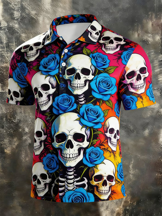 Chemise à manches courtes pour hommes avec imprimé tête de mort