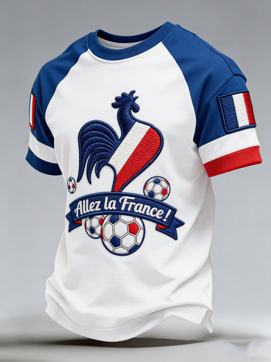 T-shirt de fan de football français pour hommes avec impression artistique