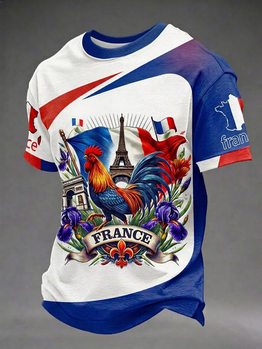 T-shirt imprimé football français pour hommes
