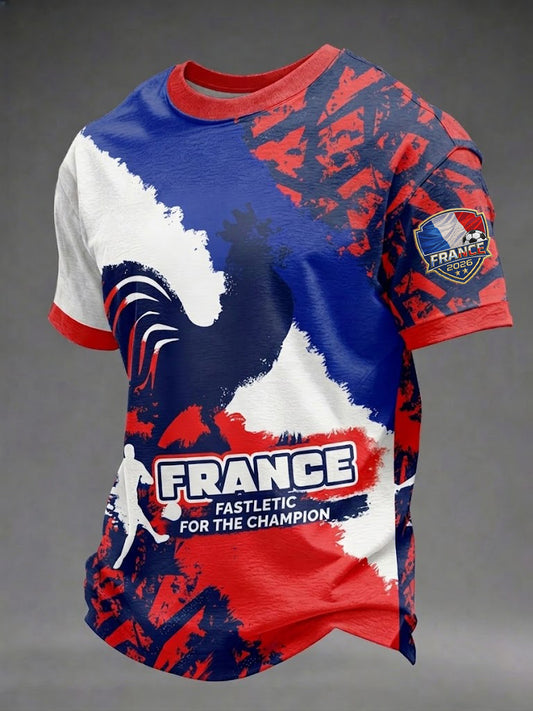 T-shirt imprimé football français pour hommes