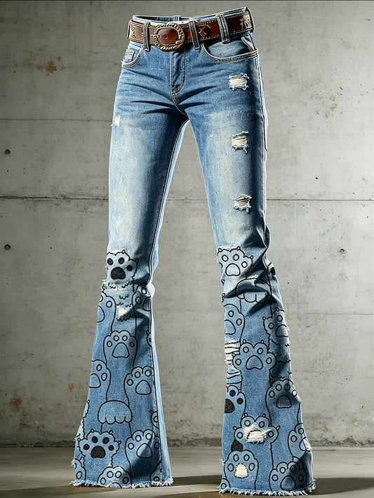 Pantalon évasé pour femme à imprimé animalier
