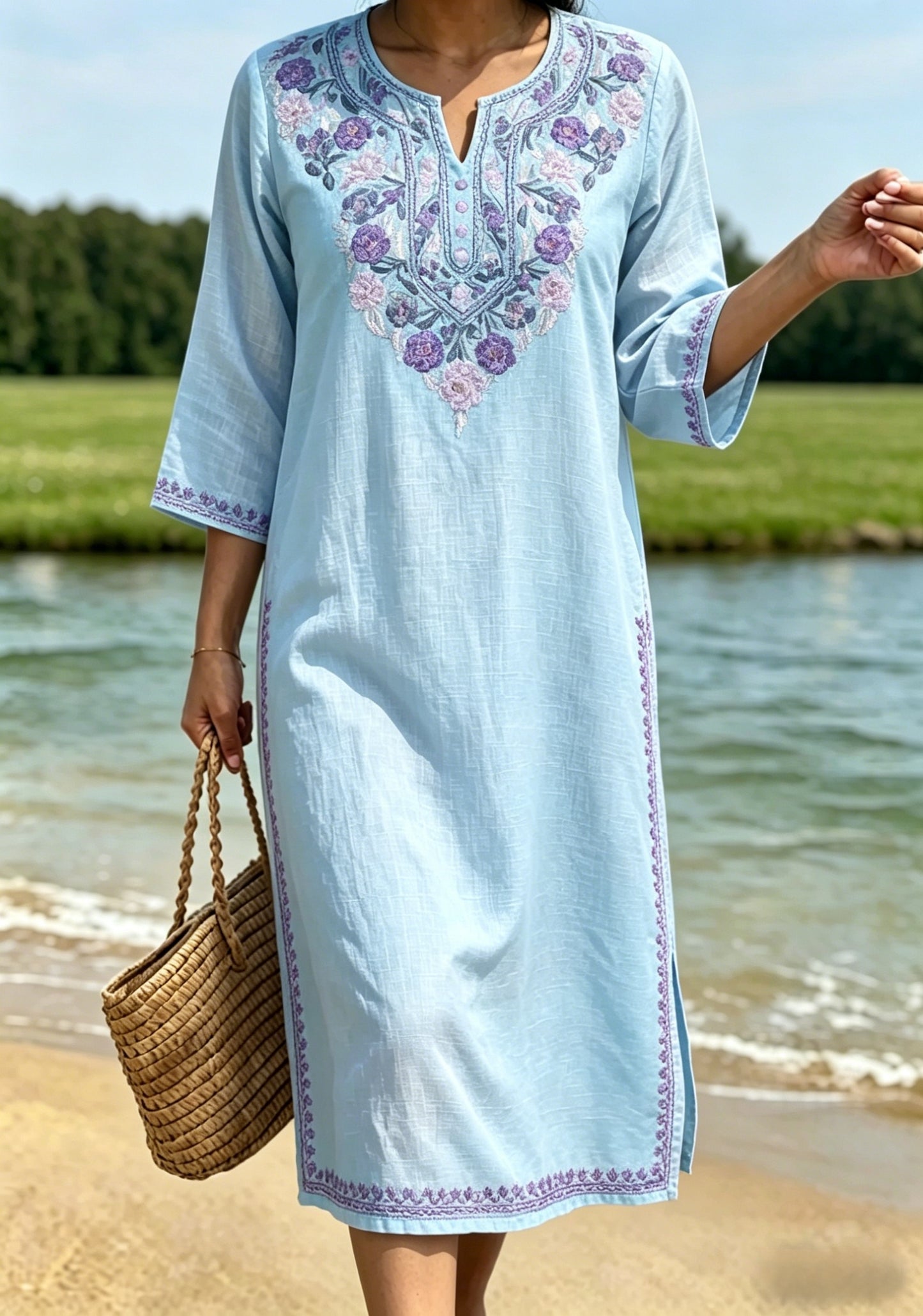 Robe rétro suédoise de la Saint-Jean pour femmes, en coton-lin, à motifs floraux