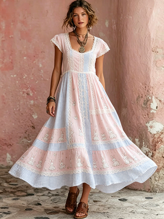 Robe pastorale pour femme avec imprimé animalier et floral