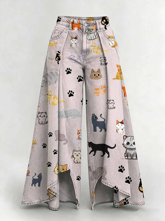 Pantalon long décontracté à imprimé animalier pour femme