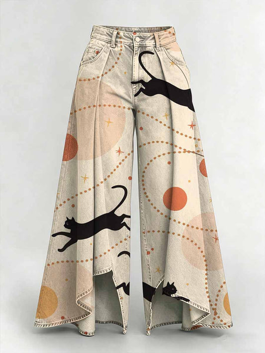 Pantalon long décontracté à imprimé animalier pour femme