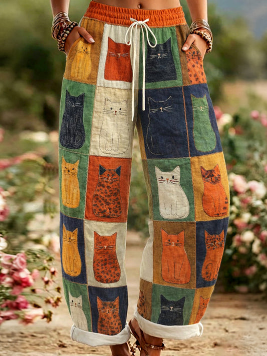 Pantalon décontracté pour femmes avec imprimé de chats mignons