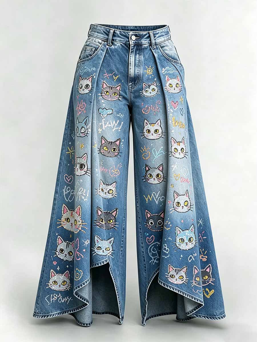 Pantalon long décontracté à imprimé animalier pour femme