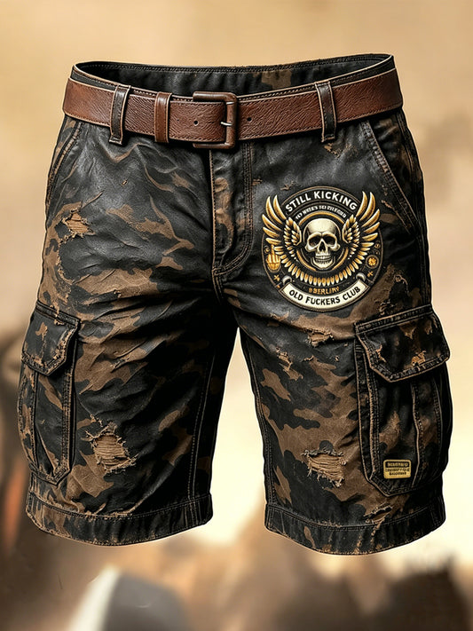 Shorts décontractés avec impression artistique pour hommes, style rétro, vacances, business, Old Fuckers Club