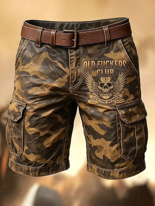 Hommes Retro Vacation Business Old Fuckers Club Art Print Casual Shorts