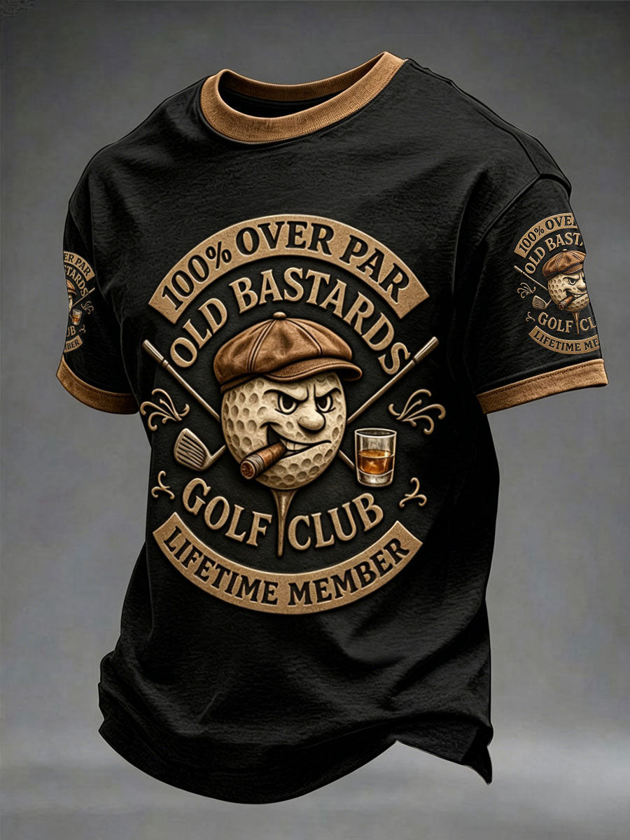 T-shirts '100% over par old bastards golf club' pour hommes