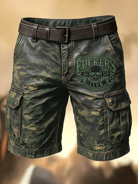 Shorts décontractés avec impression artistique pour hommes, style rétro, vacances, business, Old Fuckers Club