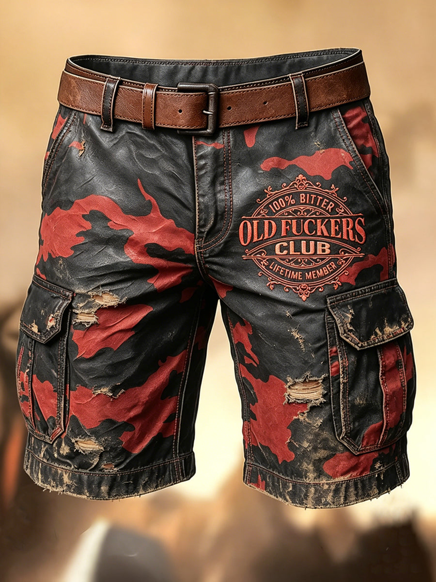 Shorts décontractés avec impression artistique pour hommes, style rétro, vacances, business, Old Fuckers Club