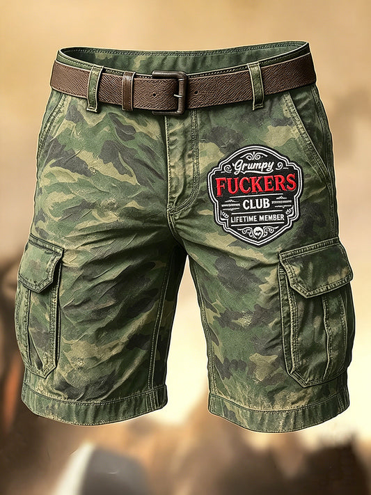 Shorts décontractés avec impression artistique pour hommes, style rétro, vacances, business, Old Fuckers Club