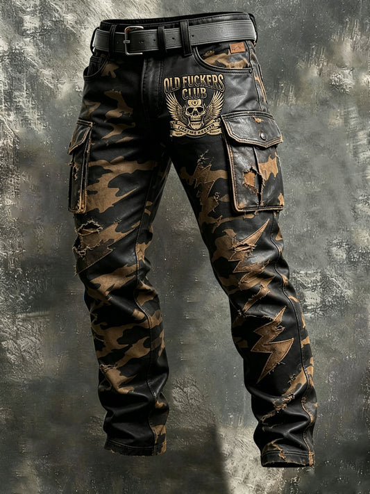 Imprimé artistique pour hommes, style rétro, vacances, business, Old Fuckers Club, pantalon décontracté pour le travail