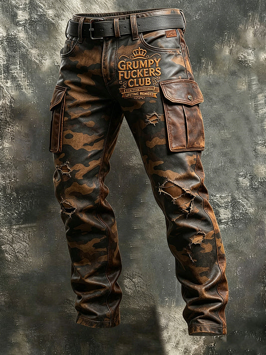 Imprimé artistique pour hommes, style rétro, vacances, business, Old Fuckers Club, pantalon décontracté pour le travail