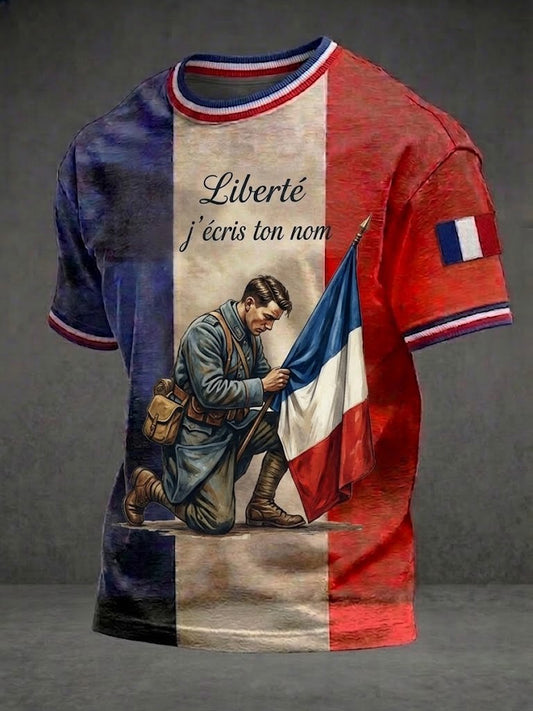T-shirt imprimé pour hommes, style français, LA LIBÉRATION 1945