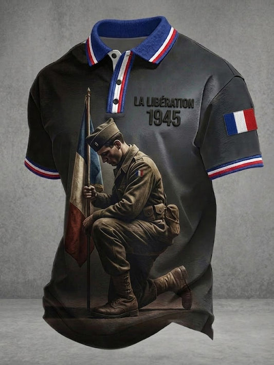 Chemise imprimée pour hommes, style français, LA LIBÉRATION 1945